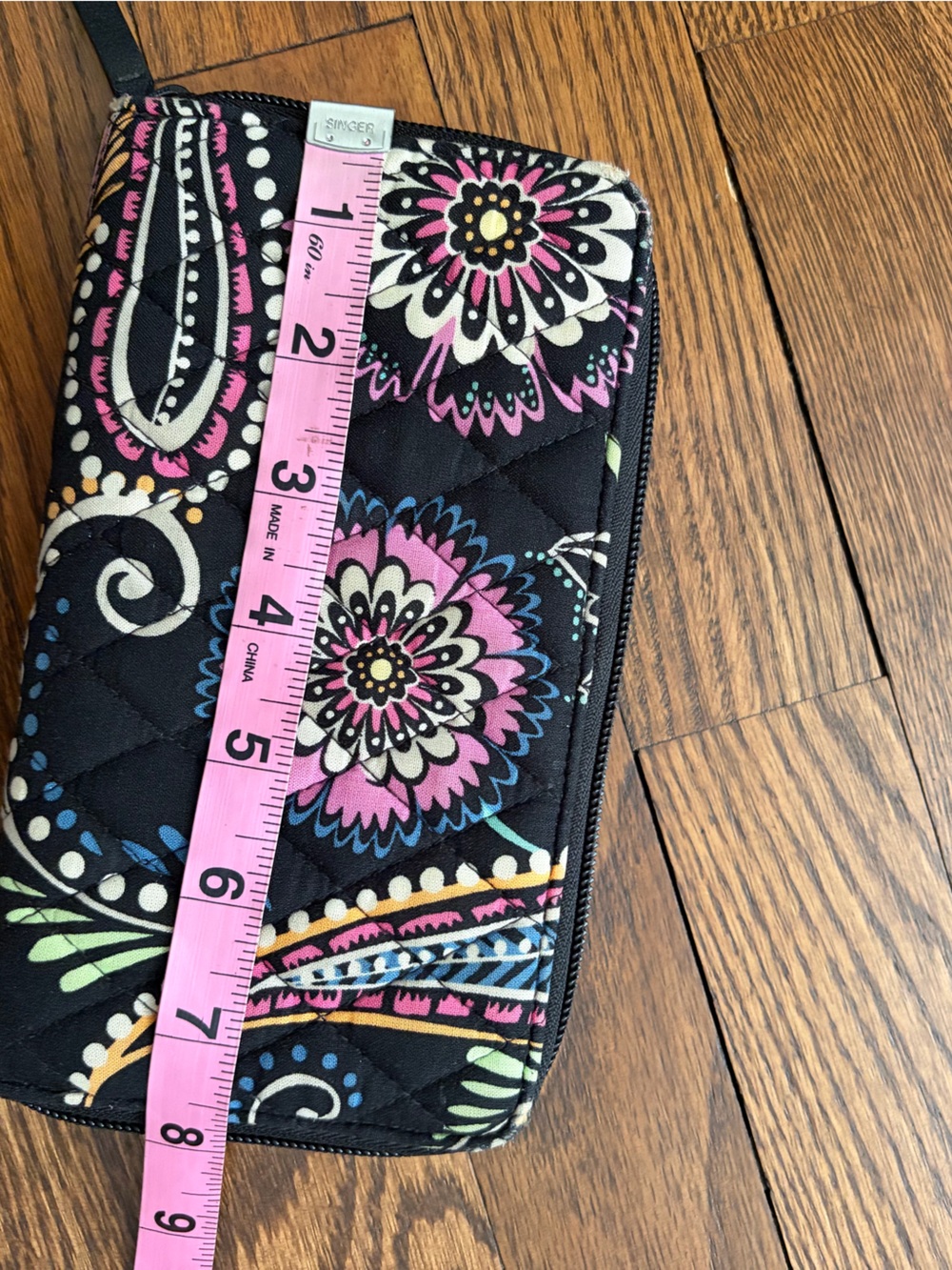 Vera Bradley Bandana Swirl Quilted Zip-Around Wallet Black Multicolor - Picture 8 of 12